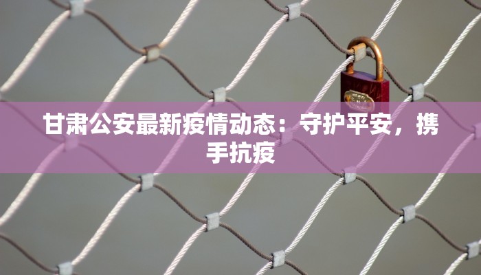 甘肃公安最新疫情动态：守护平安，携手抗疫